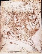 Leonardo Da Vinci Grotesque profile of a man oil painting